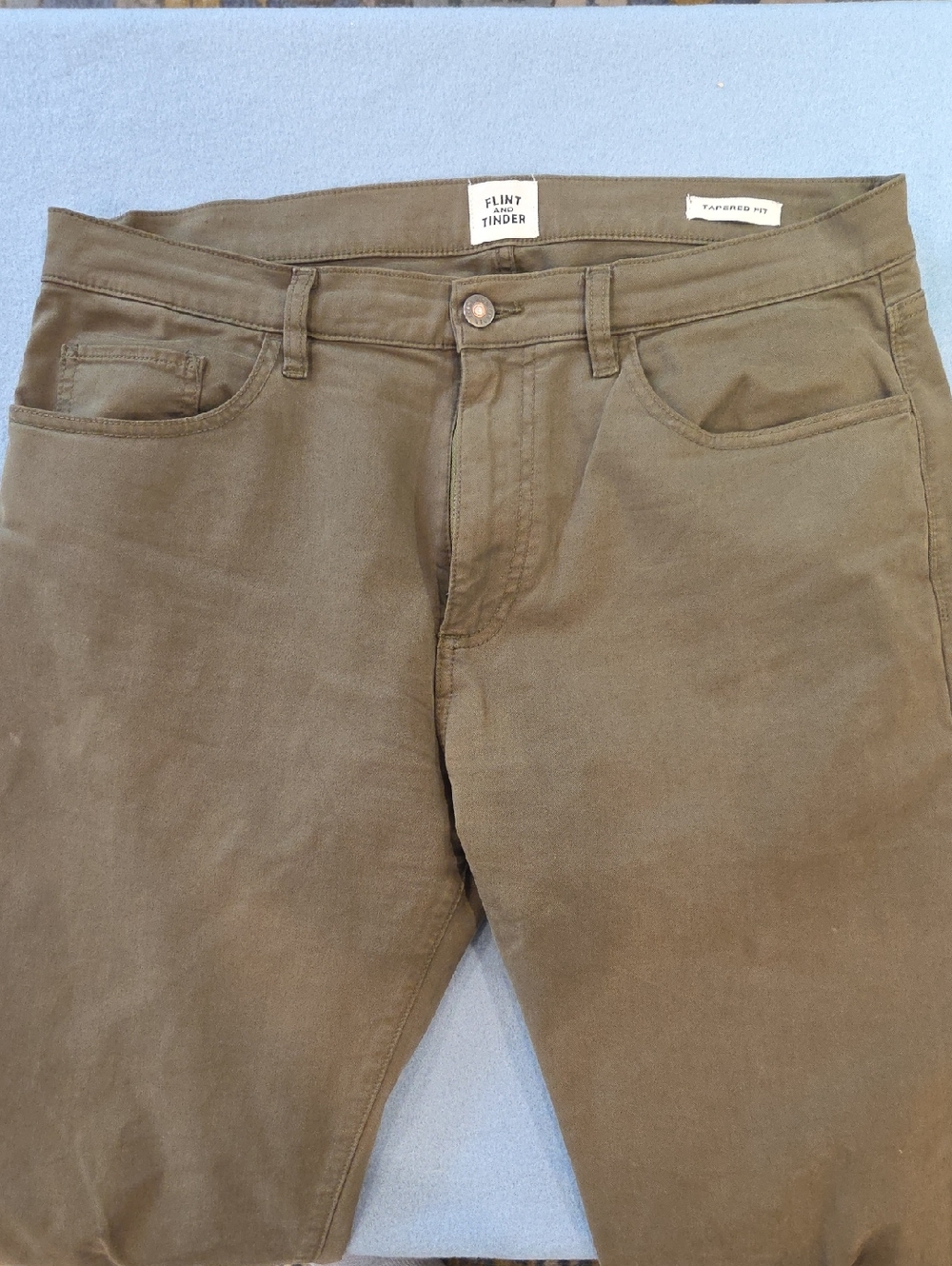 Flint and Tinder Men's 365 Olive Green Chinos - Tailored Fit (34/30)